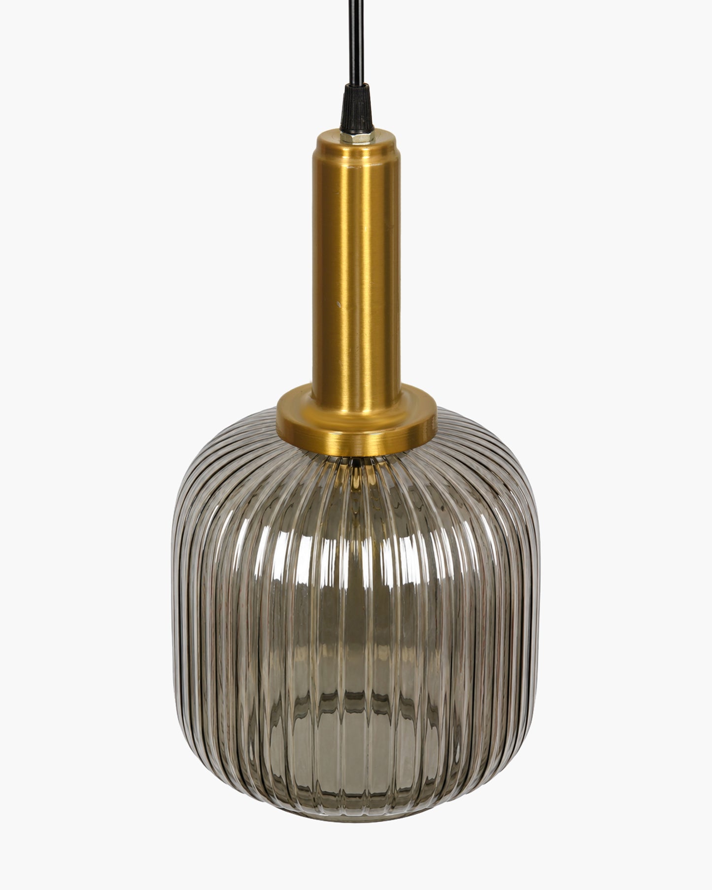 Homesake® Modern Ribbed Glass Pendant Light | Antique Brass Hanging Ceiling Lamp | Decorative Fluted Glass Light Fixture for Kitchen Island, Dining Room, Living Room & Hallway