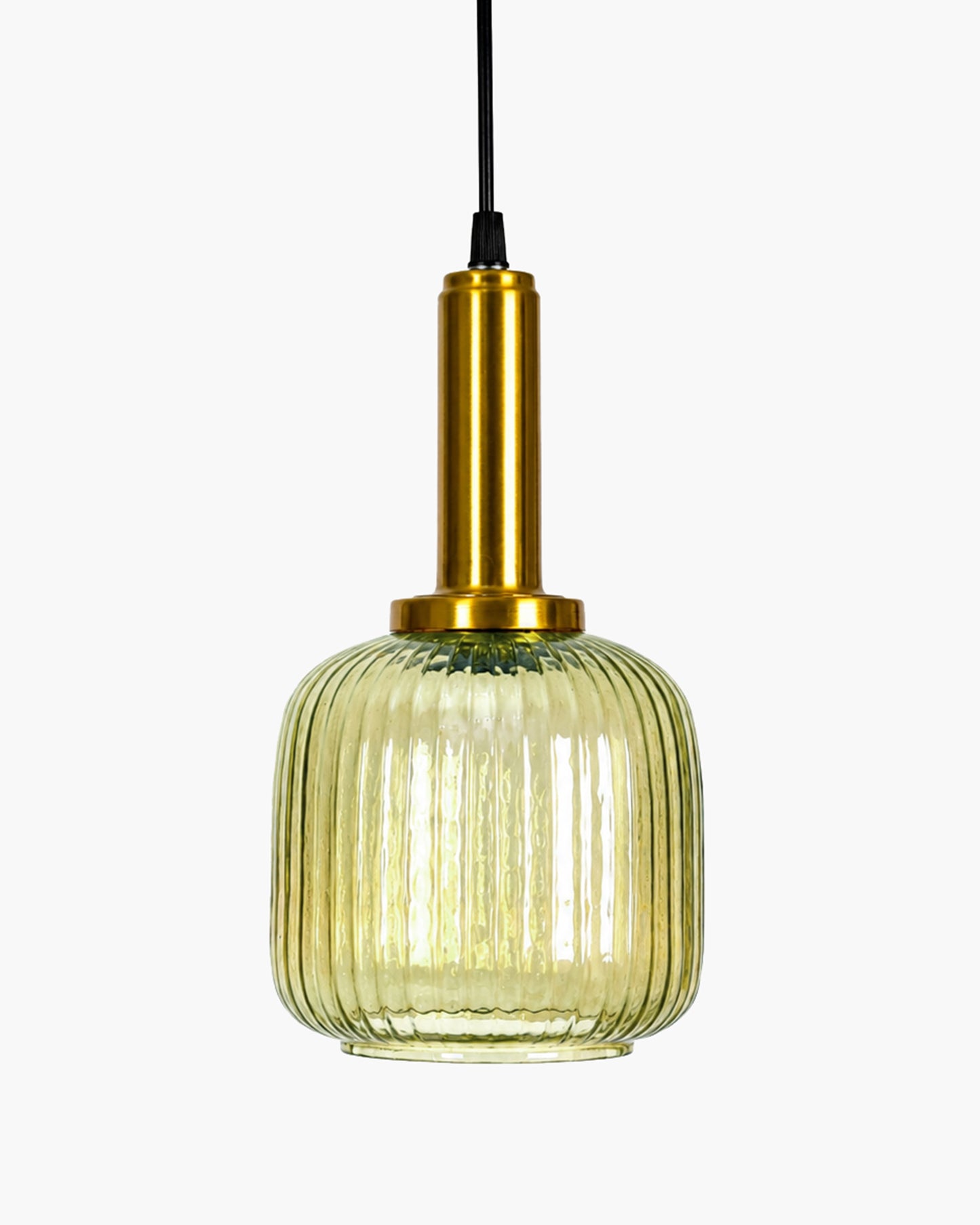 Homesake® Modern Ribbed Glass Pendant Light | Antique Brass Hanging Ceiling Lamp | Decorative Fluted Glass Light Fixture for Kitchen Island, Dining Room, Living Room & Hallway