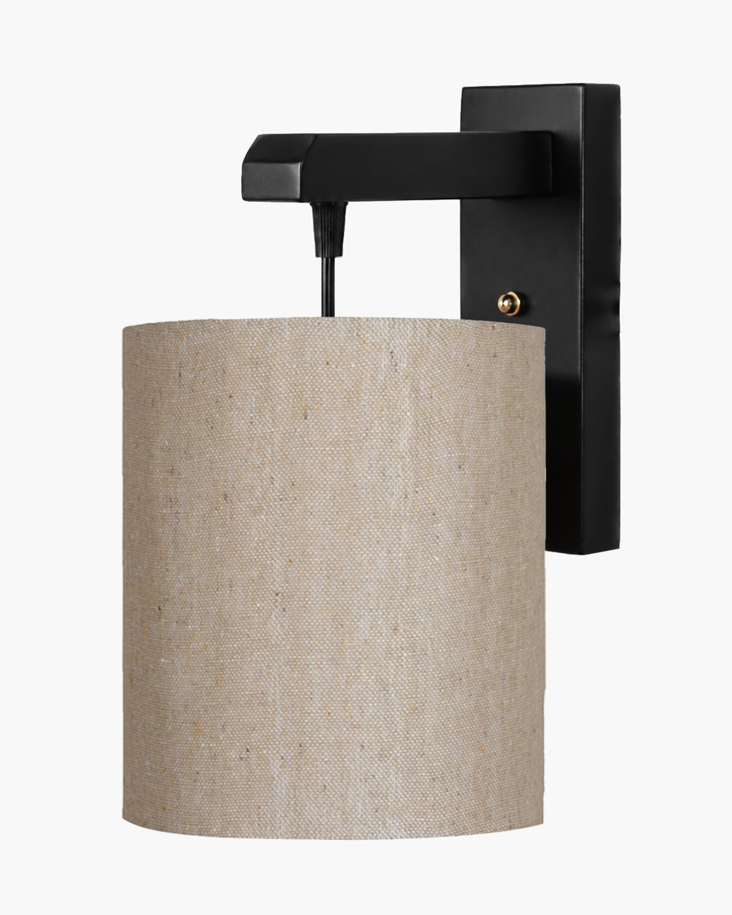 Homesake® Cherry Wood Hanging Wall Lamp with Fabric Drum Shade | Modern Rustic Bedside Wall Light | Decorative Wooden Sconce for Living Room, Bedroom & Hallway
