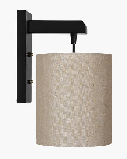 Homesake® Cherry Wood Hanging Wall Lamp with Fabric Drum Shade | Modern Rustic Bedside Wall Light | Decorative Wooden Sconce for Living Room, Bedroom & Hallway