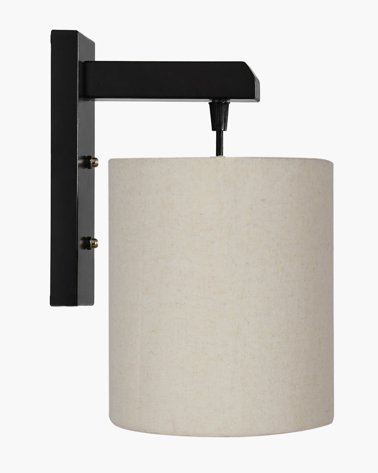 Homesake® Cherry Wood Hanging Wall Lamp with Fabric Drum Shade | Modern Rustic Bedside Wall Light | Decorative Wooden Sconce for Living Room, Bedroom & Hallway