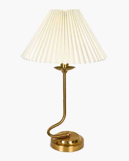 Homesake® Modern Brass Finish Table Lamp with Retro Khadi Fabric Shade | Decorative Bedside Night Lamp for Bedroom, Living Room, Study Table, Office & Home Décor | Warm Ambient Light