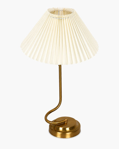 Homesake® Modern Brass Finish Table Lamp with Retro Khadi Fabric Shade | Decorative Bedside Night Lamp for Bedroom, Living Room, Study Table, Office & Home Décor | Warm Ambient Light