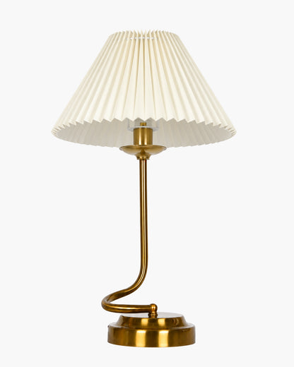 Homesake® Modern Brass Finish Table Lamp with Retro Khadi Fabric Shade | Decorative Bedside Night Lamp for Bedroom, Living Room, Study Table, Office & Home Décor | Warm Ambient Light