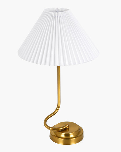 Homesake® Modern Brass Finish Table Lamp with Retro Khadi Fabric Shade | Decorative Bedside Night Lamp for Bedroom, Living Room, Study Table, Office & Home Décor | Warm Ambient Light