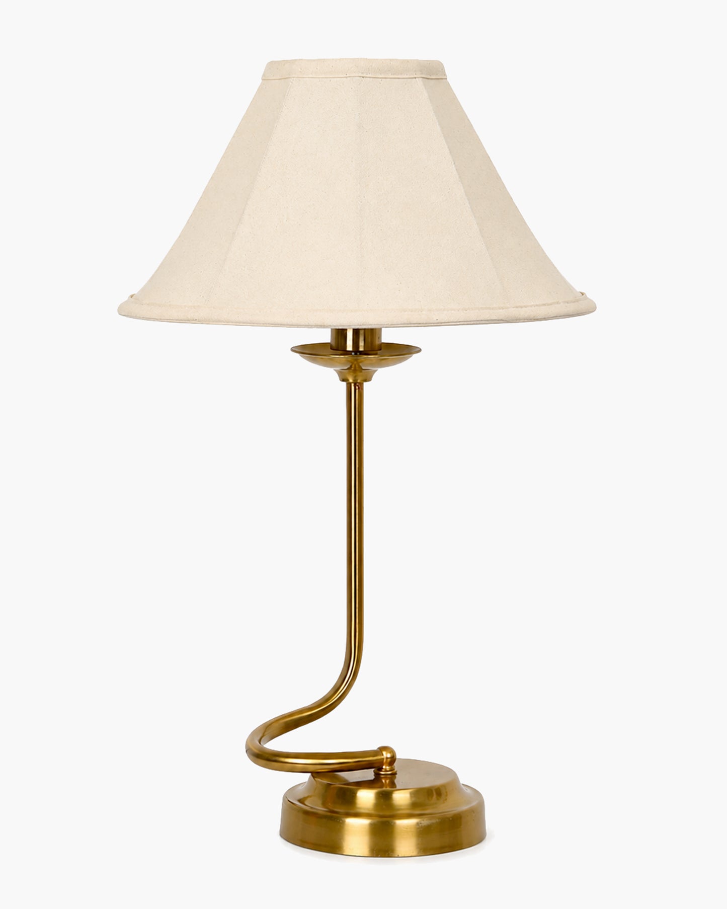Homesake® Modern Brass Finish Table Lamp with Retro Khadi Fabric Shade | Decorative Bedside Night Lamp for Bedroom, Living Room, Study Table, Office & Home Décor | Warm Ambient Light