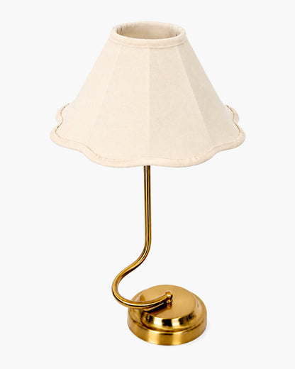 Homesake® Modern Brass Finish Table Lamp with Retro Khadi Fabric Shade | Decorative Bedside Night Lamp for Bedroom, Living Room, Study Table, Office & Home Décor | Warm Ambient Light