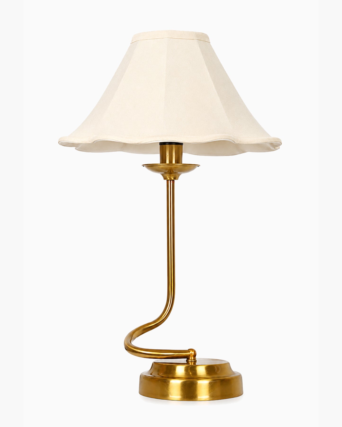Homesake® Modern Brass Finish Table Lamp with Retro Khadi Fabric Shade | Decorative Bedside Night Lamp for Bedroom, Living Room, Study Table, Office & Home Décor | Warm Ambient Light