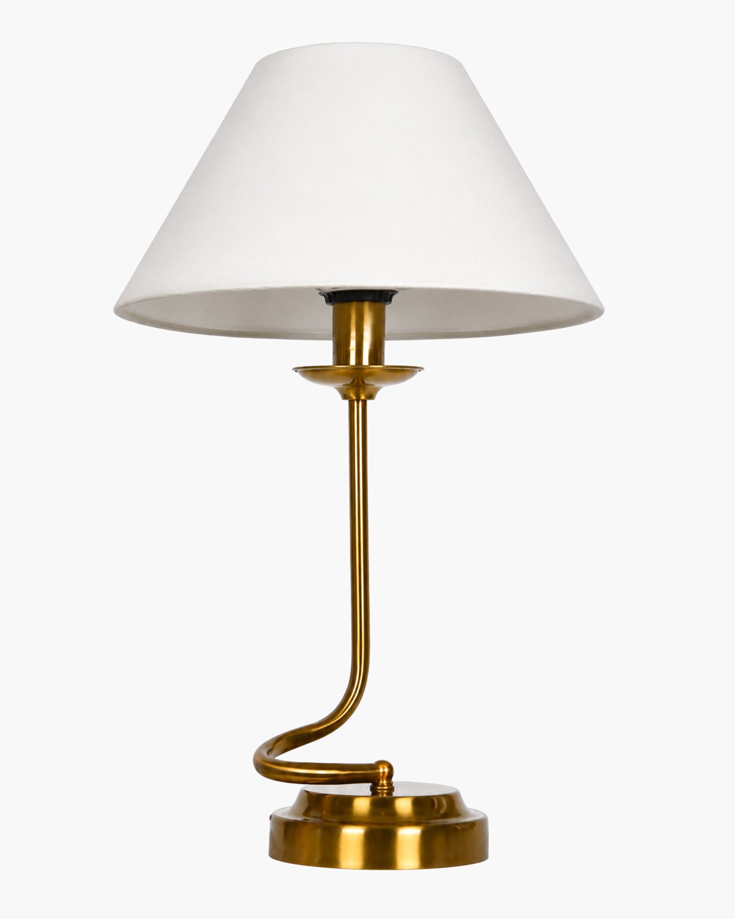 Homesake® Modern Brass Finish Table Lamp with Retro Khadi Fabric Shade | Decorative Bedside Night Lamp for Bedroom, Living Room, Study Table, Office & Home Décor | Warm Ambient Light