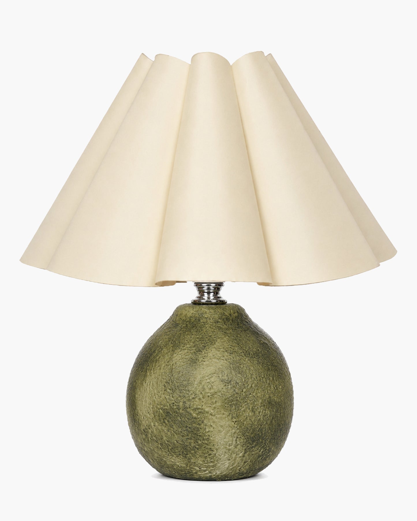 Homesake® Artisan Distressed Green Ceramic Table Lamp with Pleated Khadi Fabric Shade | Decorative Bedside Lamp for Bedroom, Living Room, Study | E27 Home Décor Light