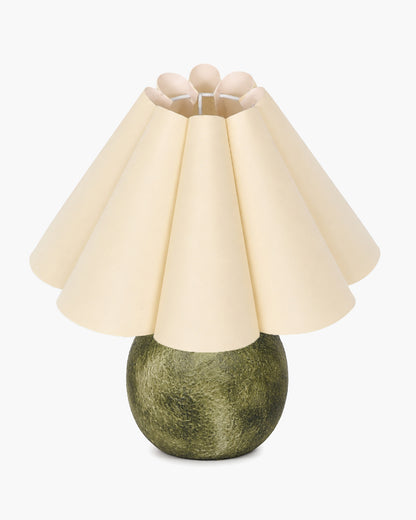 Homesake® Artisan Distressed Green Ceramic Table Lamp with Pleated Khadi Fabric Shade | Decorative Bedside Lamp for Bedroom, Living Room, Study | E27 Home Décor Light
