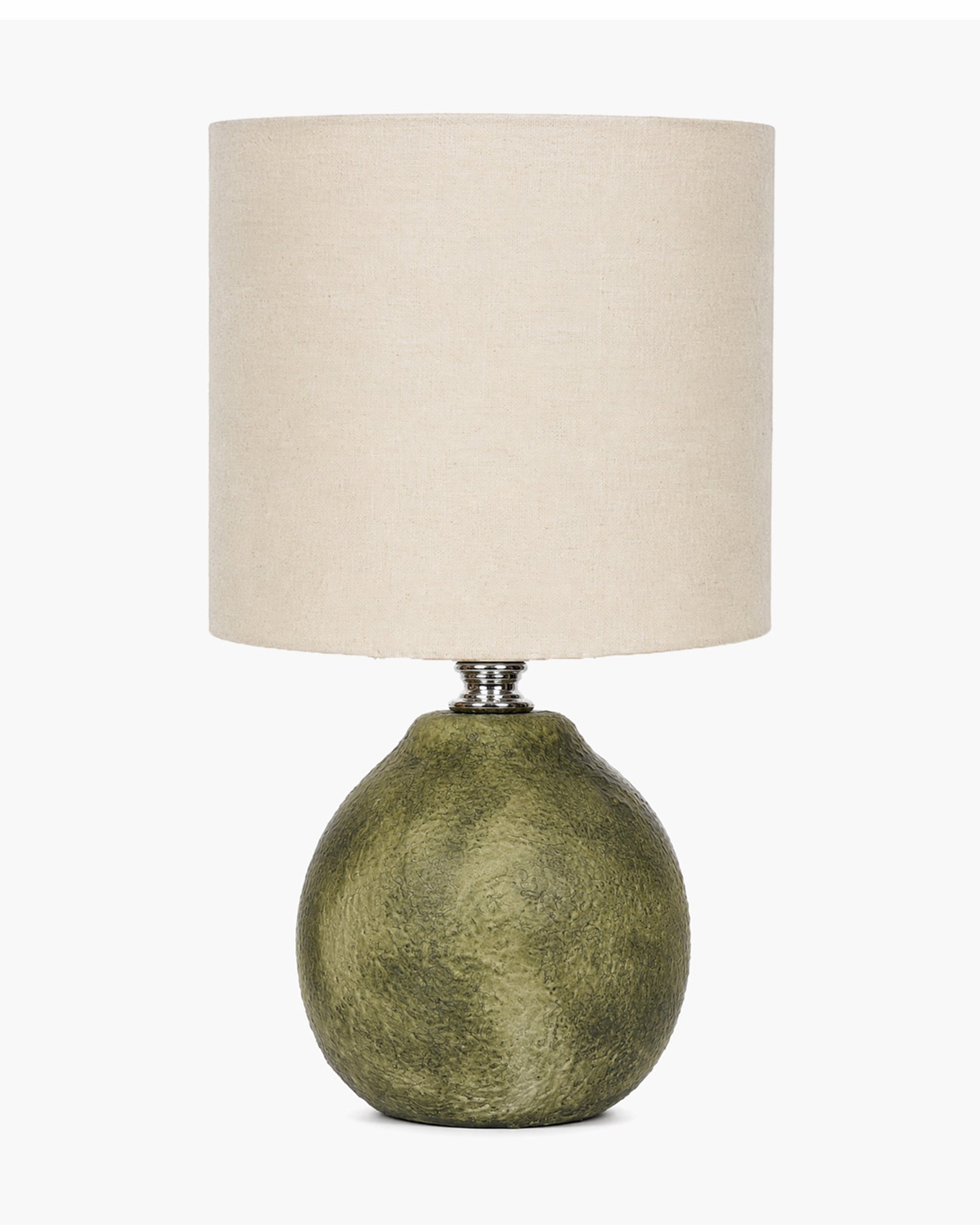 Homesake® Artisan Distressed Green Ceramic Table Lamp with Pleated Khadi Fabric Shade | Decorative Bedside Lamp for Bedroom, Living Room, Study | E27 Home Décor Light