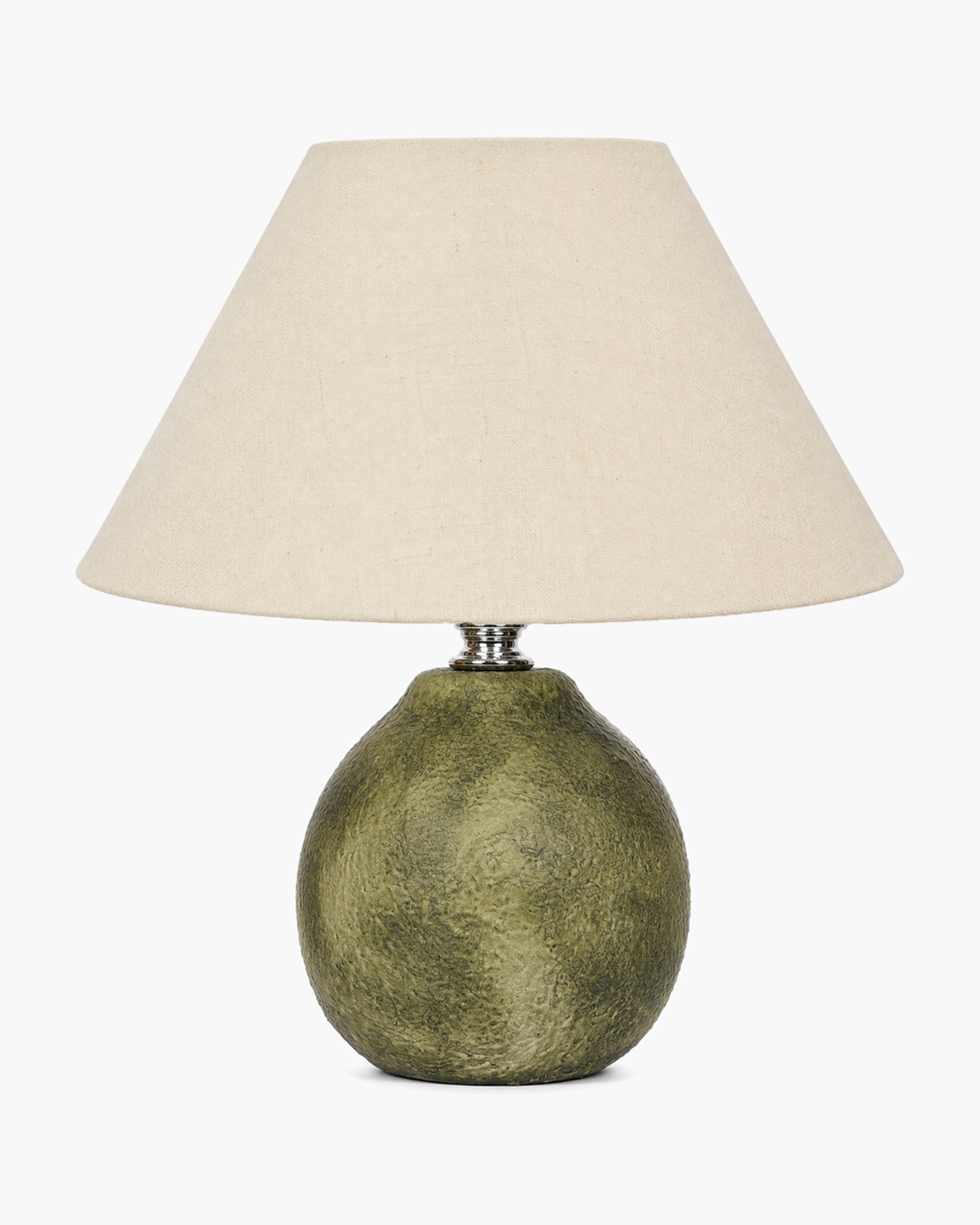 Homesake® Artisan Distressed Green Ceramic Table Lamp with Pleated Khadi Fabric Shade | Decorative Bedside Lamp for Bedroom, Living Room, Study | E27 Home Décor Light