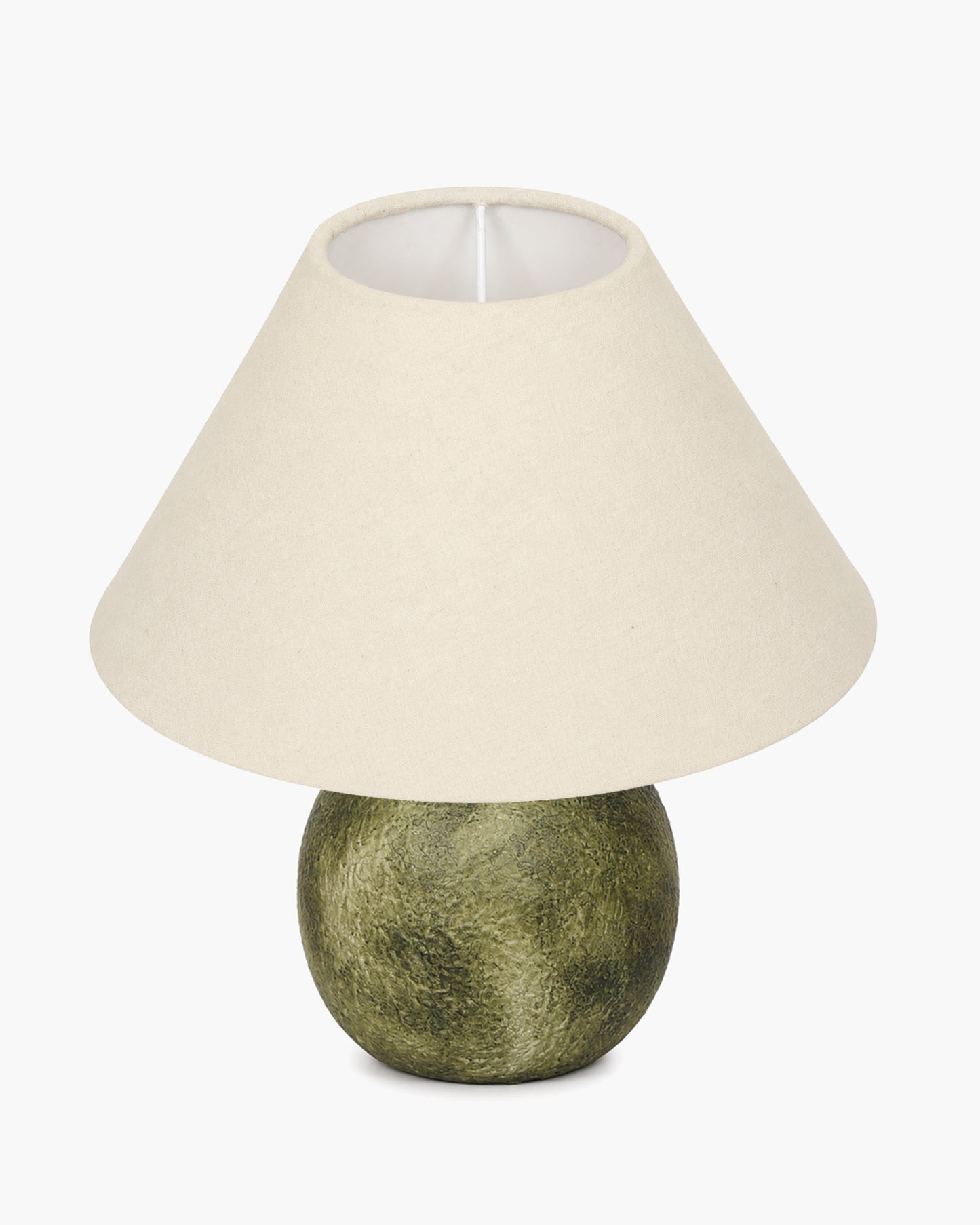 Homesake® Artisan Distressed Green Ceramic Table Lamp with Pleated Khadi Fabric Shade | Decorative Bedside Lamp for Bedroom, Living Room, Study | E27 Home Décor Light