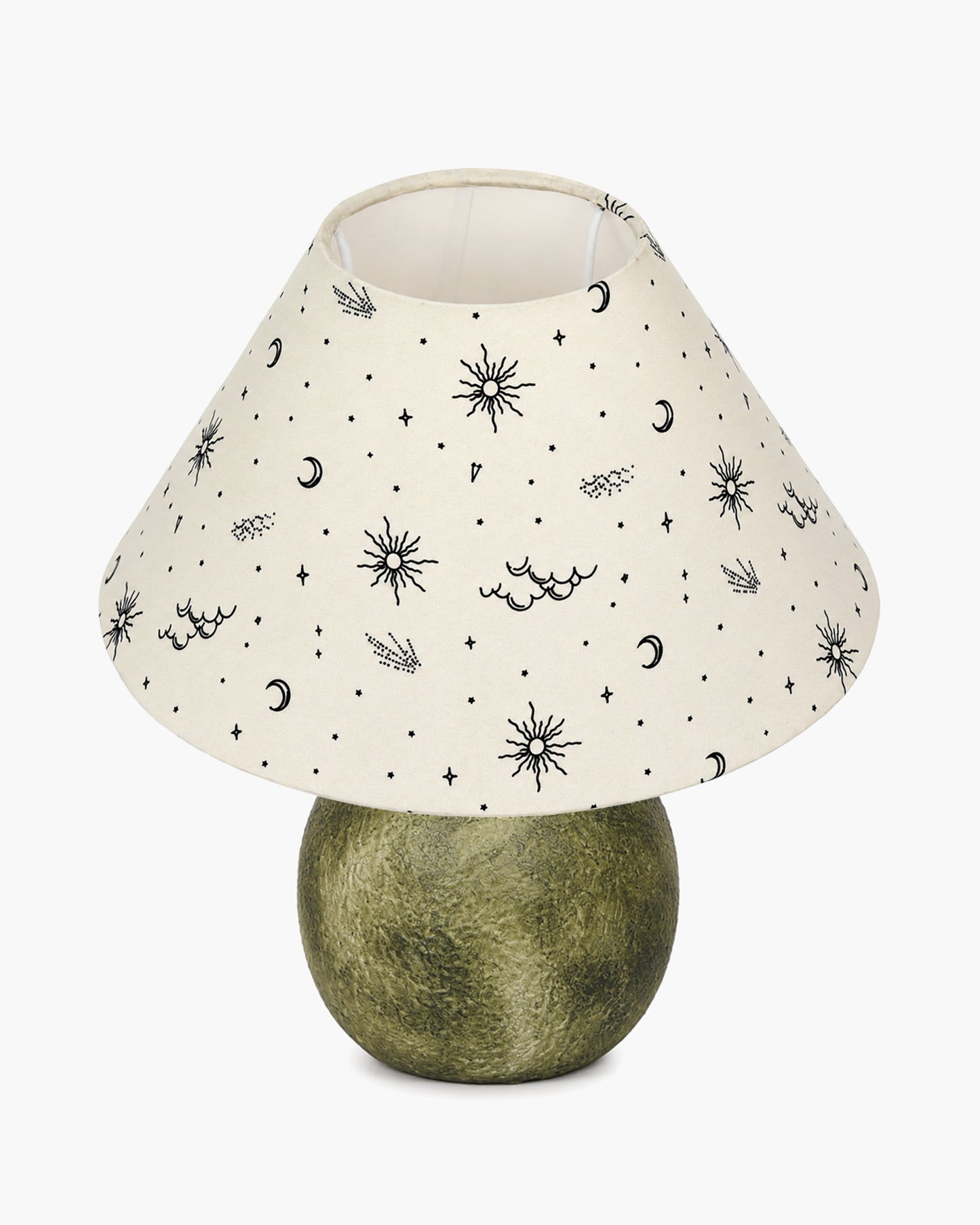 Homesake® Artisan Distressed Green Ceramic Table Lamp with Pleated Khadi Fabric Shade | Decorative Bedside Lamp for Bedroom, Living Room, Study | E27 Home Décor Light