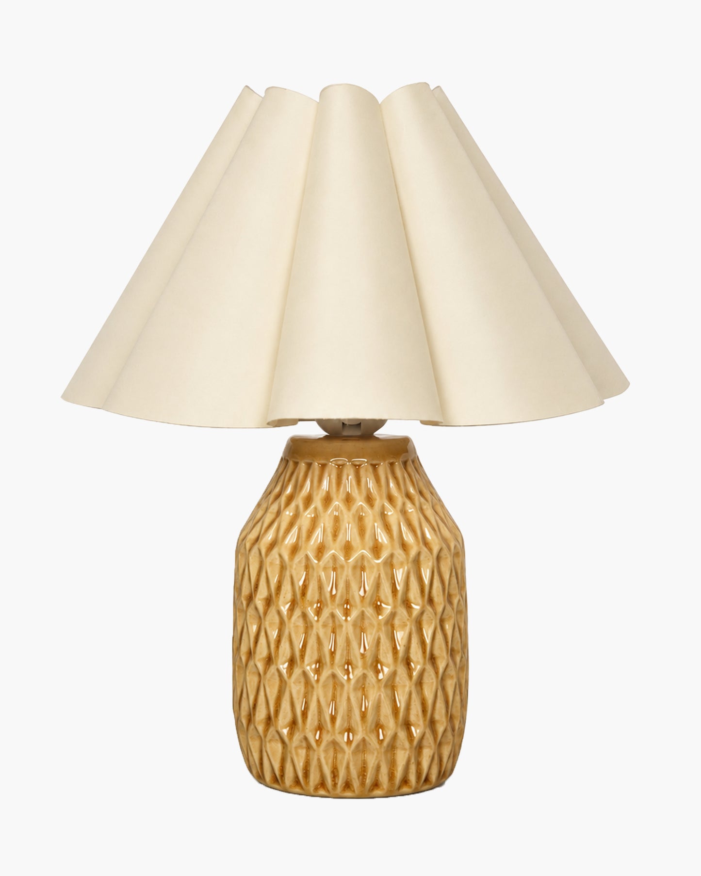 Homesake® Artisan Textured Ceramic Table Lamp with Fabric Shade, Brown Glossy Glazed Bedside Lamp, E27 Decorative Table Light for Bedroom, Living Room, Study, Home & Office