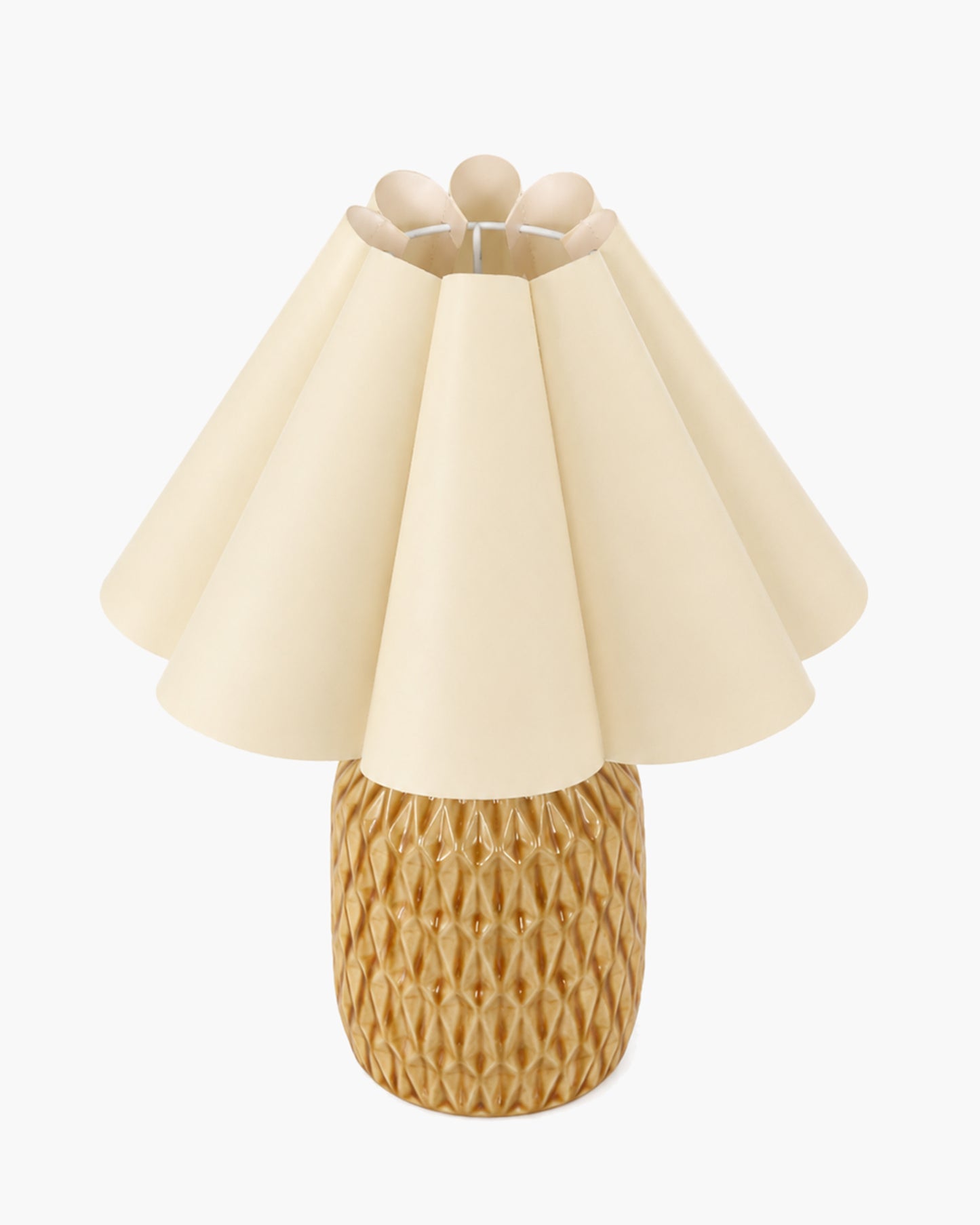 Homesake® Artisan Textured Ceramic Table Lamp with Fabric Shade, Brown Glossy Glazed Bedside Lamp, E27 Decorative Table Light for Bedroom, Living Room, Study, Home & Office