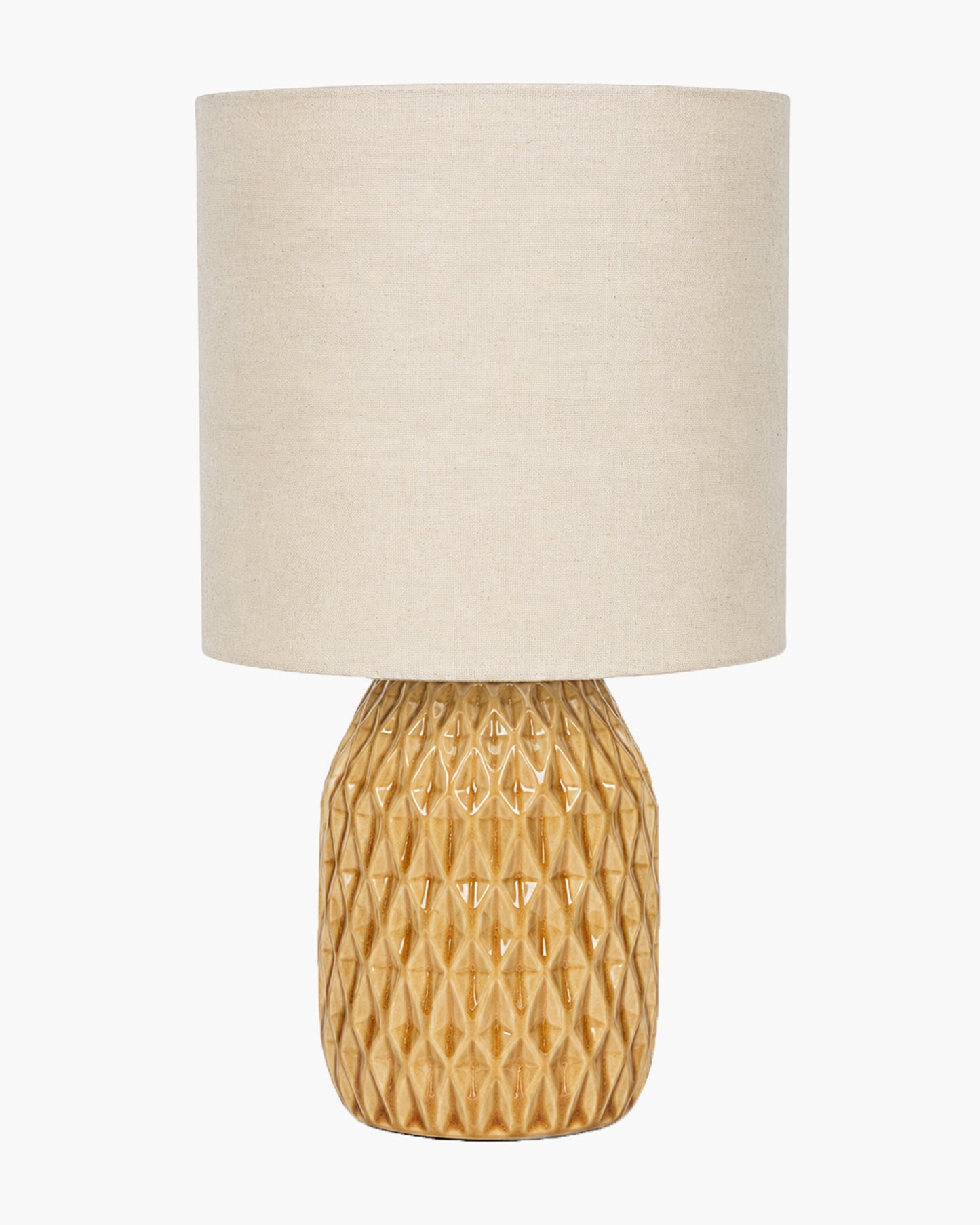 Homesake® Artisan Textured Ceramic Table Lamp with Fabric Shade, Brown Glossy Glazed Bedside Lamp, E27 Decorative Table Light for Bedroom, Living Room, Study, Home & Office