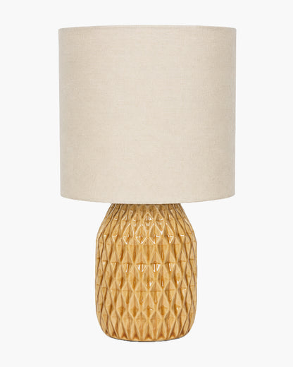 Homesake® Artisan Textured Ceramic Table Lamp with Fabric Shade, Brown Glossy Glazed Bedside Lamp, E27 Decorative Table Light for Bedroom, Living Room, Study, Home & Office