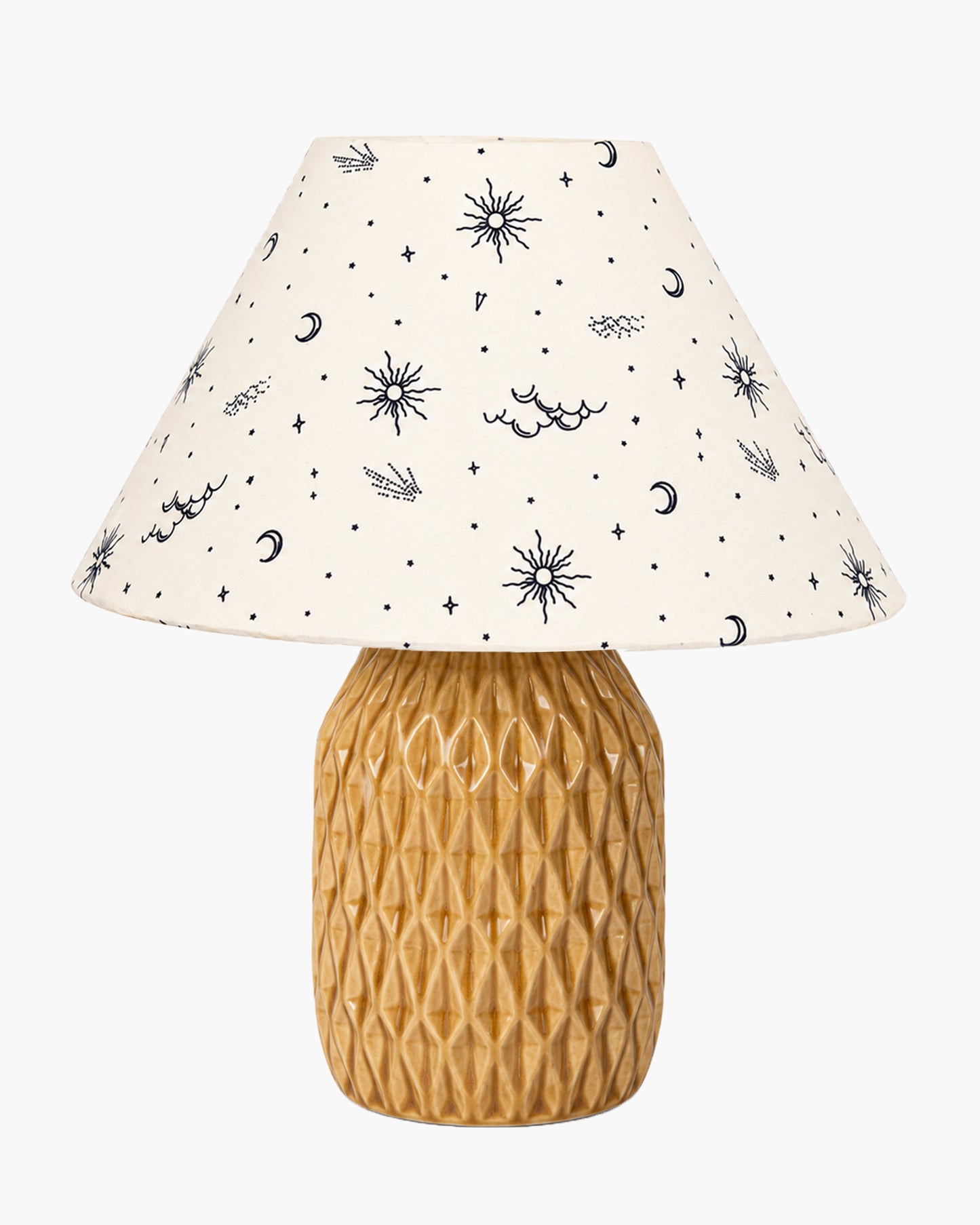 Homesake® Artisan Textured Ceramic Table Lamp with Fabric Shade, Brown Glossy Glazed Bedside Lamp, E27 Decorative Table Light for Bedroom, Living Room, Study, Home & Office