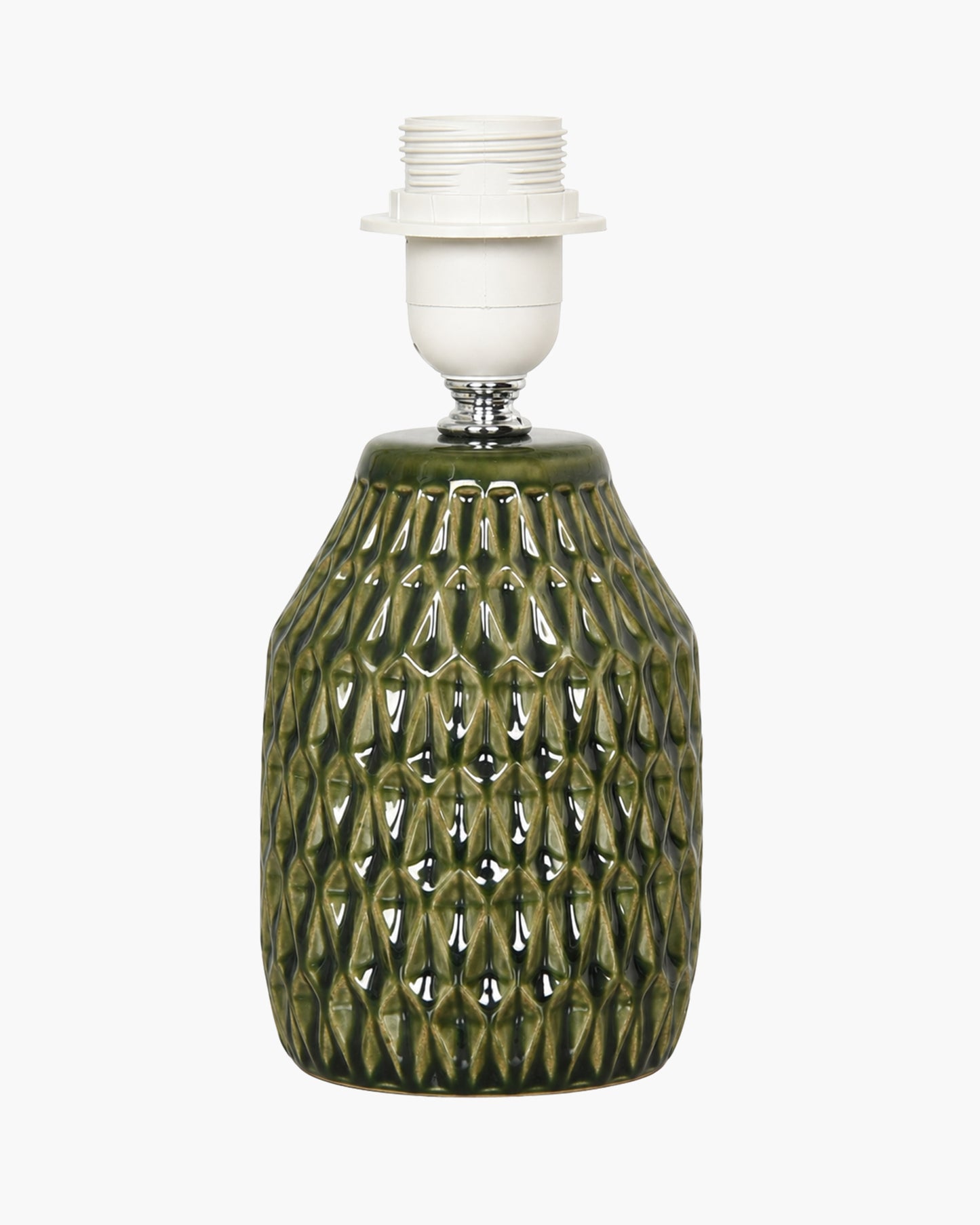 Homesake® Artisan Textured Ceramic Table Lamp with Fabric Shade, Green Glossy Glazed Bedside Lamp, E27 Decorative Table Light for Bedroom, Living Room, Study, Home & Office