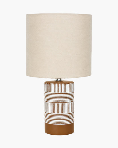 Homesake® Artisan Grey Ribbed Ceramic Table Lamp with Fabric Shade | Decorative Bedside Nightstand Lamp for Bedroom, Living Room, Study & Home Office | Modern E27 Table Light