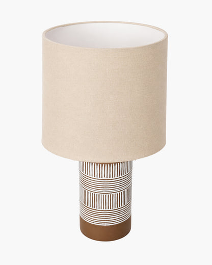 Homesake® Artisan Grey Ribbed Ceramic Table Lamp with Fabric Shade | Decorative Bedside Nightstand Lamp for Bedroom, Living Room, Study & Home Office | Modern E27 Table Light