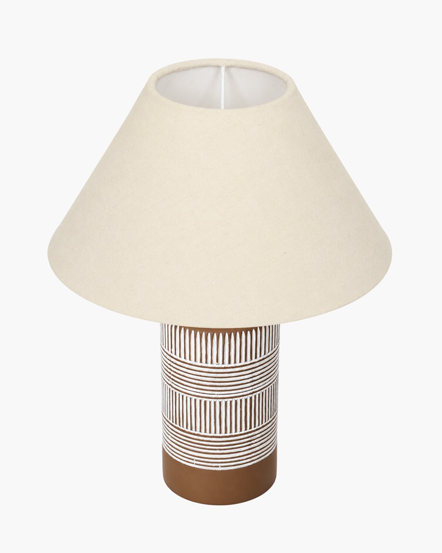 Homesake® Artisan Grey Ribbed Ceramic Table Lamp with Fabric Shade | Decorative Bedside Nightstand Lamp for Bedroom, Living Room, Study & Home Office | Modern E27 Table Light