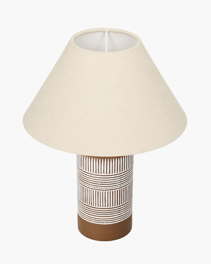 Homesake® Artisan Grey Ribbed Ceramic Table Lamp with Fabric Shade | Decorative Bedside Nightstand Lamp for Bedroom, Living Room, Study & Home Office | Modern E27 Table Light