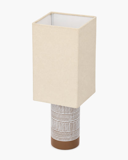 Homesake® Artisan Grey Ribbed Ceramic Table Lamp with Fabric Shade | Decorative Bedside Nightstand Lamp for Bedroom, Living Room, Study & Home Office | Modern E27 Table Light