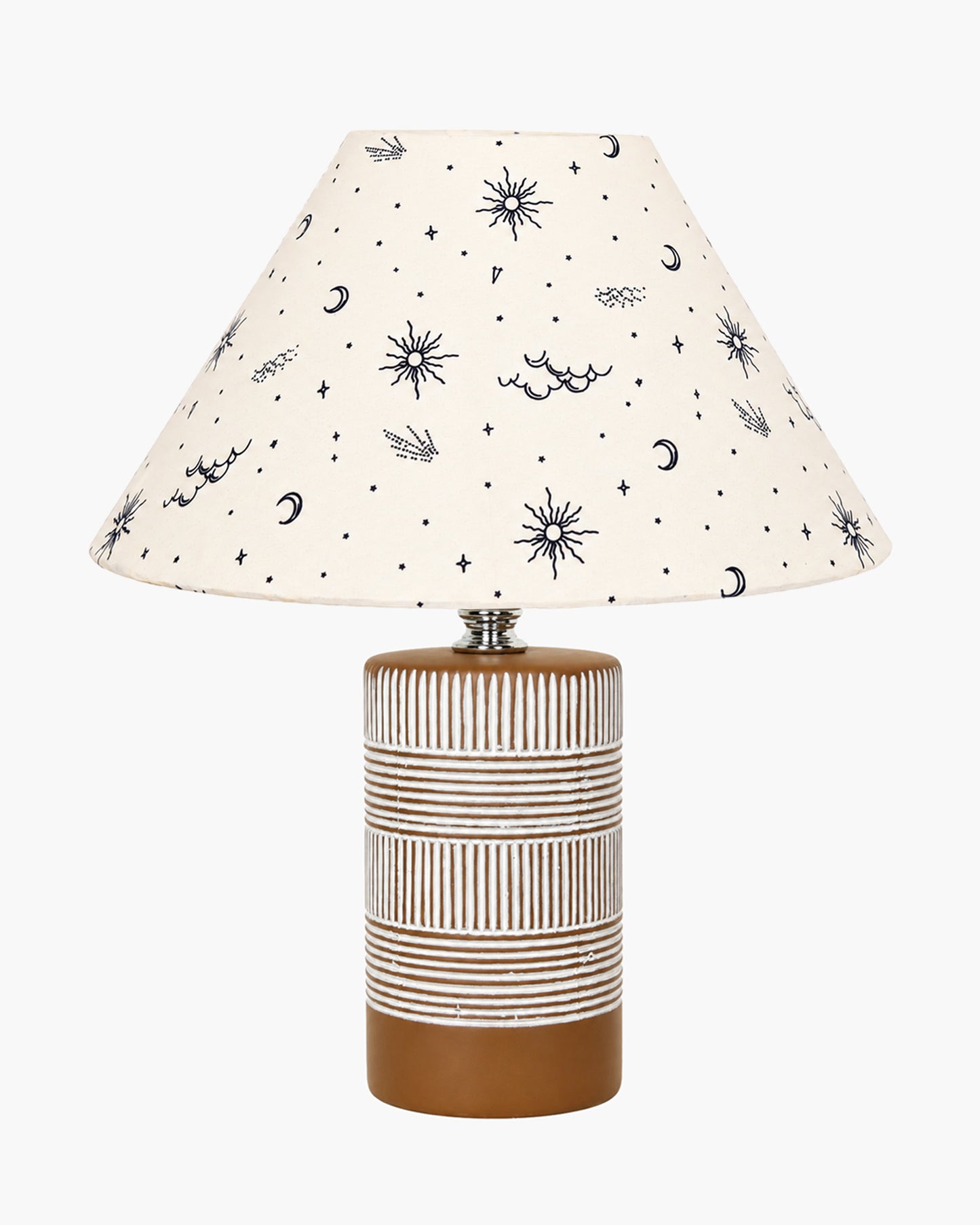 Homesake® Artisan Grey Ribbed Ceramic Table Lamp with Fabric Shade | Decorative Bedside Nightstand Lamp for Bedroom, Living Room, Study & Home Office | Modern E27 Table Light