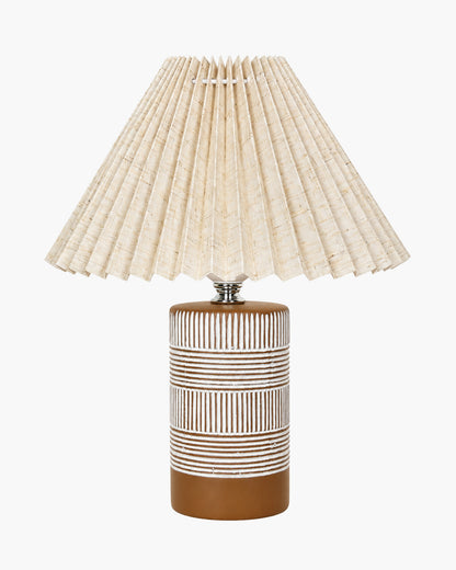 Homesake® Artisan Grey Ribbed Ceramic Table Lamp with Fabric Shade | Decorative Bedside Nightstand Lamp for Bedroom, Living Room, Study & Home Office | Modern E27 Table Light