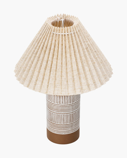 Homesake® Artisan Grey Ribbed Ceramic Table Lamp with Fabric Shade | Decorative Bedside Nightstand Lamp for Bedroom, Living Room, Study & Home Office | Modern E27 Table Light