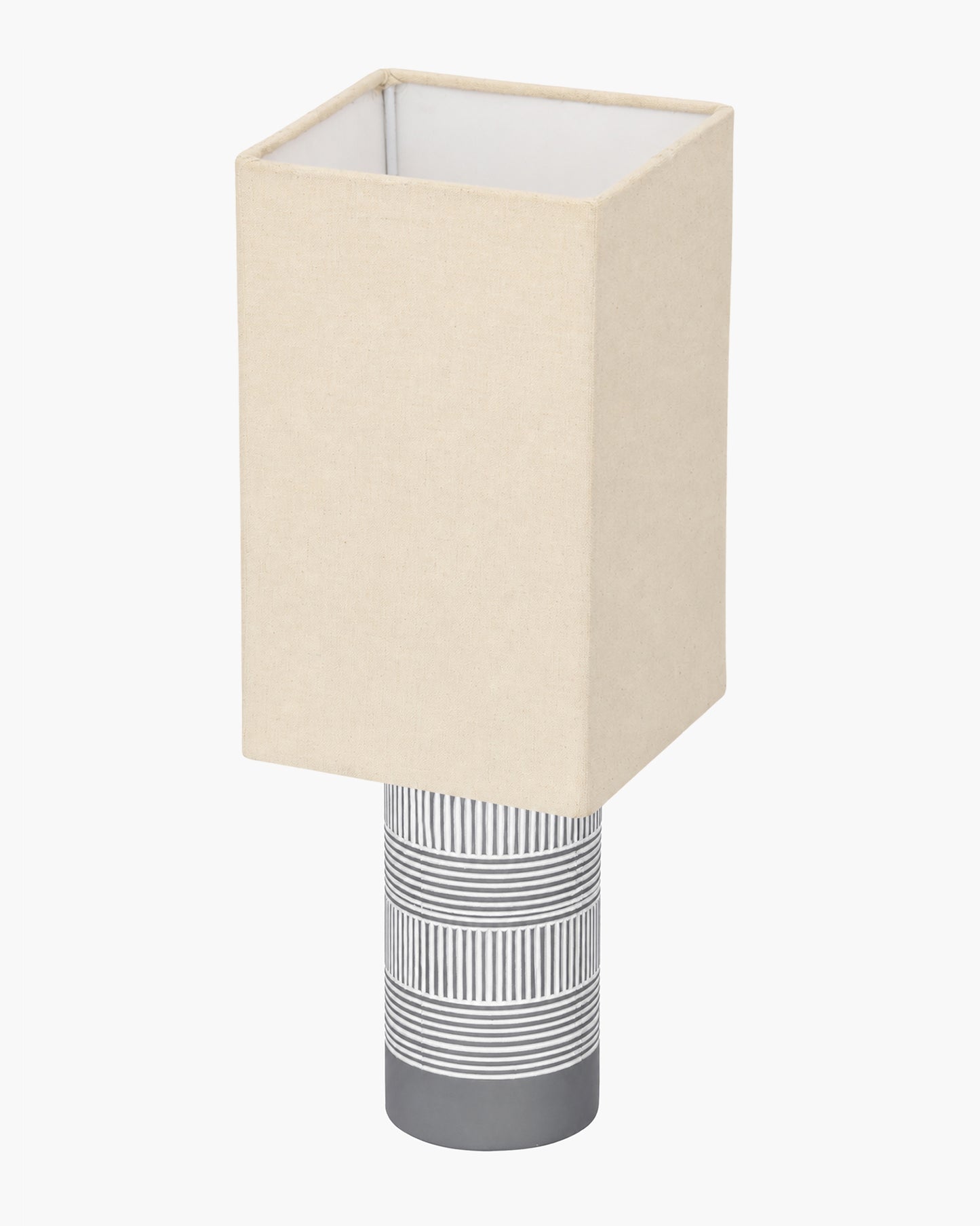 Homesake® Artisan Grey Ribbed Ceramic Table Lamp with Fabric Shade | Decorative Bedside Nightstand Lamp for Bedroom, Living Room, Study & Home Office | Modern E27 Table Light