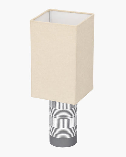 Homesake® Artisan Grey Ribbed Ceramic Table Lamp with Fabric Shade | Decorative Bedside Nightstand Lamp for Bedroom, Living Room, Study & Home Office | Modern E27 Table Light