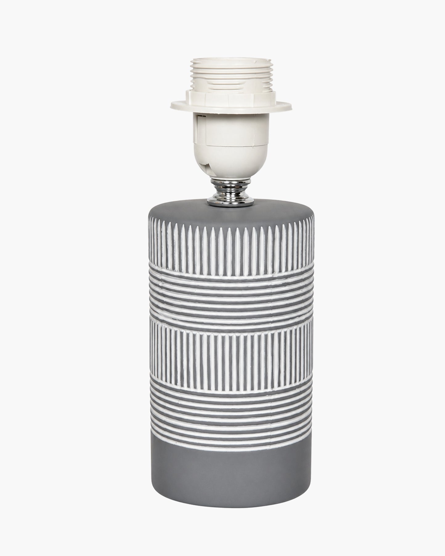 Homesake® Artisan Grey Ribbed Ceramic Table Lamp with Fabric Shade | Decorative Bedside Nightstand Lamp for Bedroom, Living Room, Study & Home Office | Modern E27 Table Light