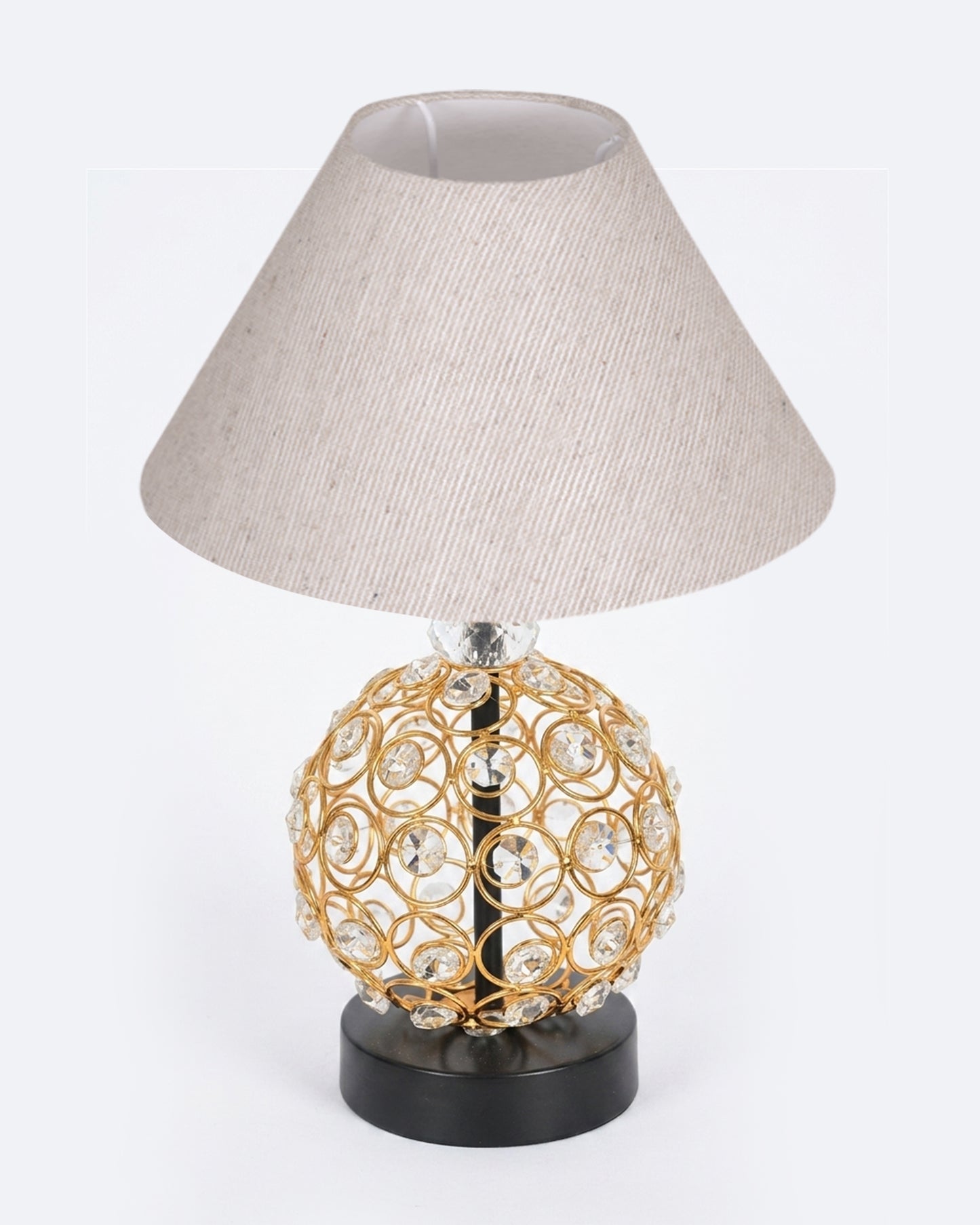 Homesake® Luxury Gold Crystal Table Lamp with Fabric Shade | Modern Bedside Nightstand Lamp for Living Room, Bedroom & Home Décor