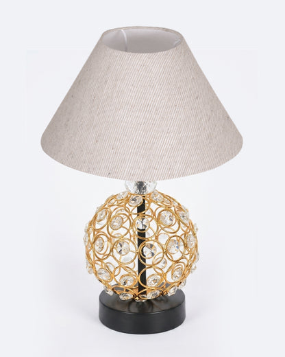 Homesake® Luxury Gold Crystal Table Lamp with Fabric Shade | Modern Bedside Nightstand Lamp for Living Room, Bedroom & Home Décor