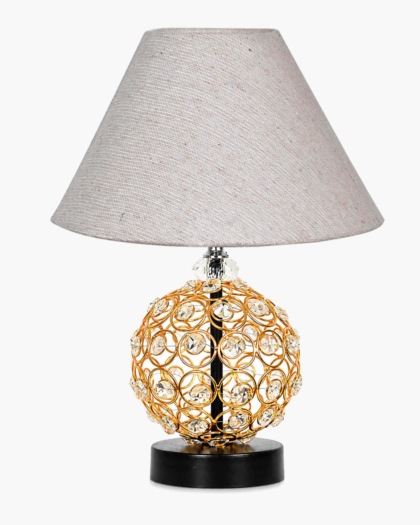 Homesake® Luxury Gold Crystal Table Lamp with Fabric Shade | Modern Bedside Nightstand Lamp for Living Room, Bedroom & Home Décor