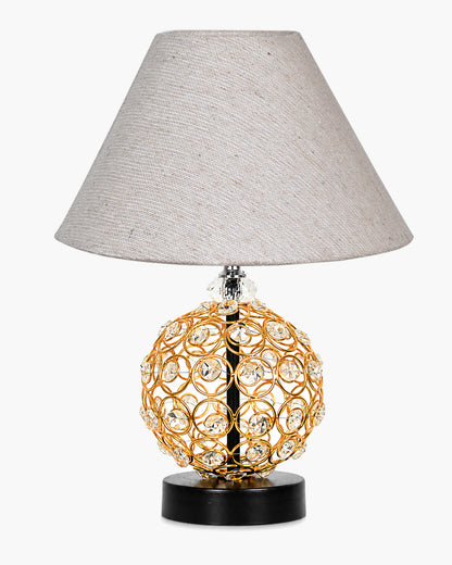 Homesake® Luxury Gold Crystal Table Lamp with Fabric Shade | Modern Bedside Nightstand Lamp for Living Room, Bedroom & Home Décor