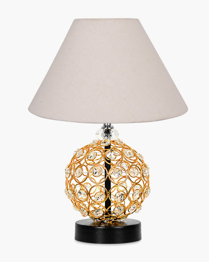 Homesake® Luxury Gold Crystal Table Lamp with Fabric Shade | Modern Bedside Nightstand Lamp for Living Room, Bedroom & Home Décor