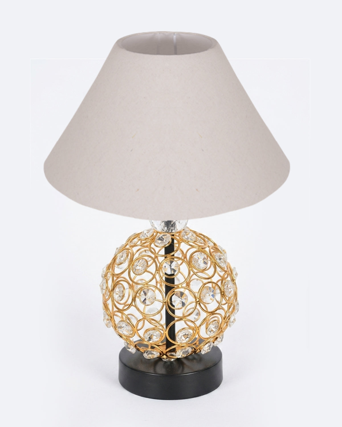 Homesake® Luxury Gold Crystal Table Lamp with Fabric Shade | Modern Bedside Nightstand Lamp for Living Room, Bedroom & Home Décor