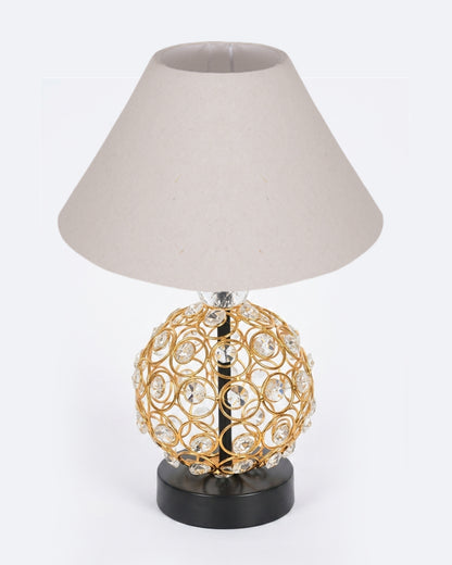 Homesake® Luxury Gold Crystal Table Lamp with Fabric Shade | Modern Bedside Nightstand Lamp for Living Room, Bedroom & Home Décor