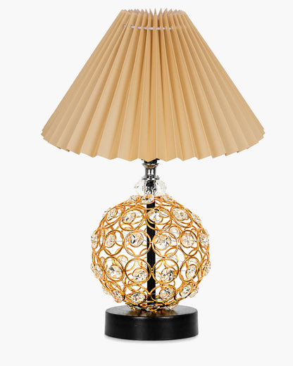 Homesake® Luxury Gold Crystal Table Lamp with Fabric Shade | Modern Bedside Nightstand Lamp for Living Room, Bedroom & Home Décor