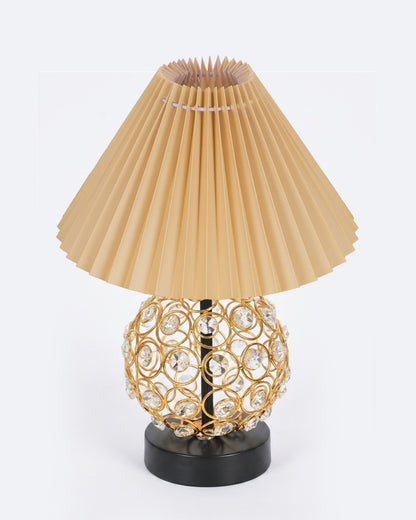 Homesake® Luxury Gold Crystal Table Lamp with Fabric Shade | Modern Bedside Nightstand Lamp for Living Room, Bedroom & Home Décor