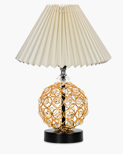 Homesake® Luxury Gold Crystal Table Lamp with Fabric Shade | Modern Bedside Nightstand Lamp for Living Room, Bedroom & Home Décor
