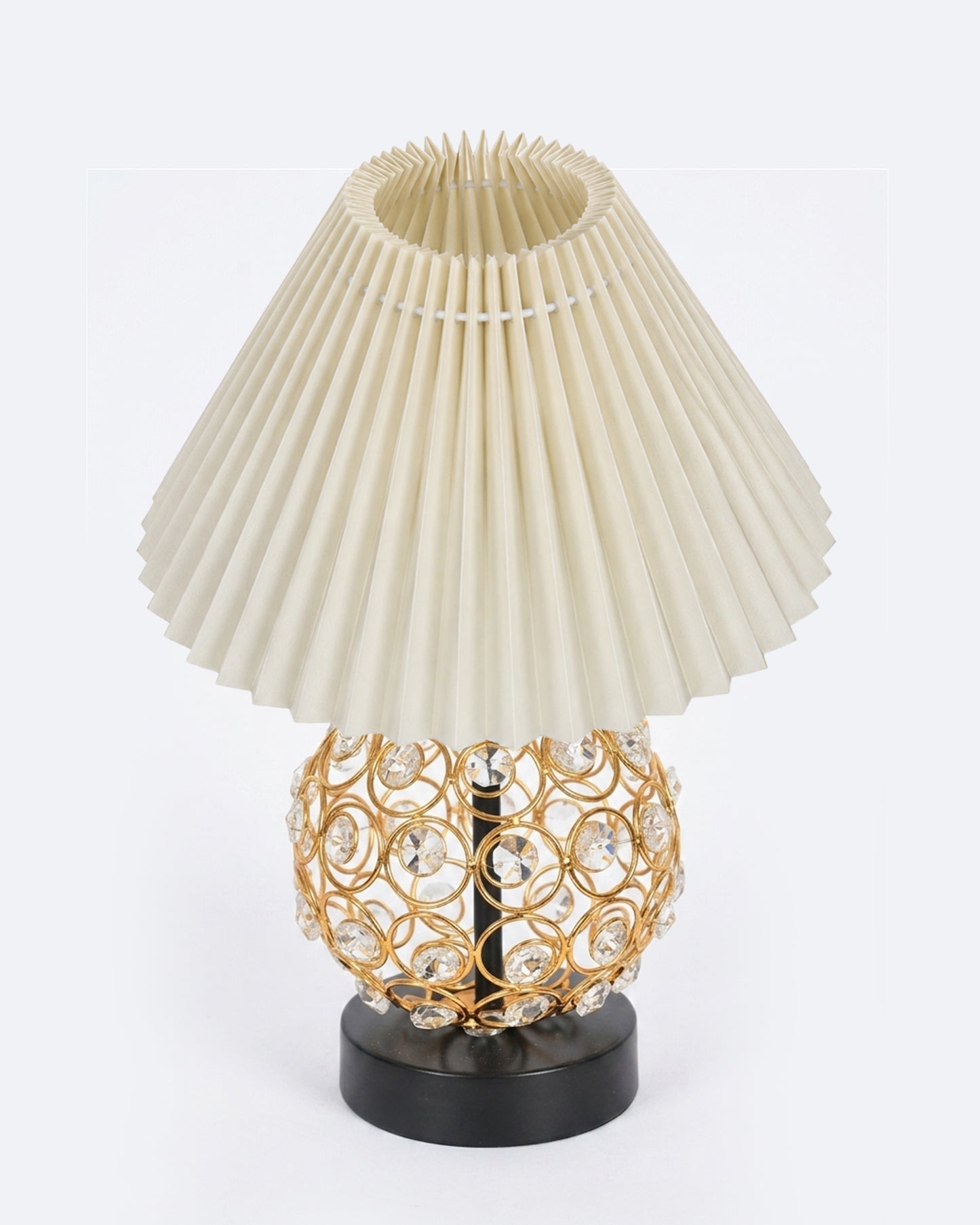 Homesake® Luxury Gold Crystal Table Lamp with Fabric Shade | Modern Bedside Nightstand Lamp for Living Room, Bedroom & Home Décor