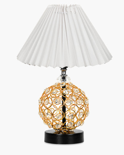 Homesake® Luxury Gold Crystal Table Lamp with Fabric Shade | Modern Bedside Nightstand Lamp for Living Room, Bedroom & Home Décor
