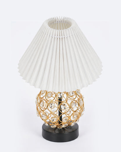 Homesake® Luxury Gold Crystal Table Lamp with Fabric Shade | Modern Bedside Nightstand Lamp for Living Room, Bedroom & Home Décor