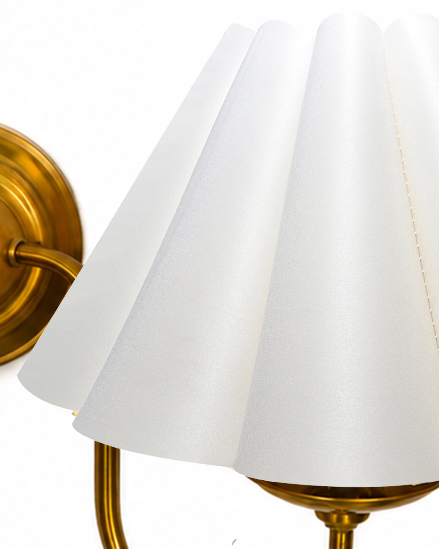 Homesake® Brass Gold Double Wall Light with Pleated Fabric Shades, Modern Luxury Metal Wall Sconce for Bedroom, Living Room, Hallway, Hotel, E27 Wall Lamp, Decorative Indoor Wall Lighting